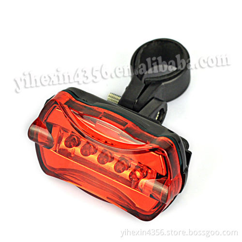 Boruit RJ-0015 Waterproof Red Light Bicycle Tail Light 5 LED Safety Warning Tail Light
